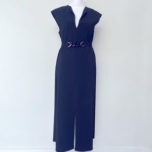 NWT: Scanlan Theodore Black Tailored Resin Belted Dress